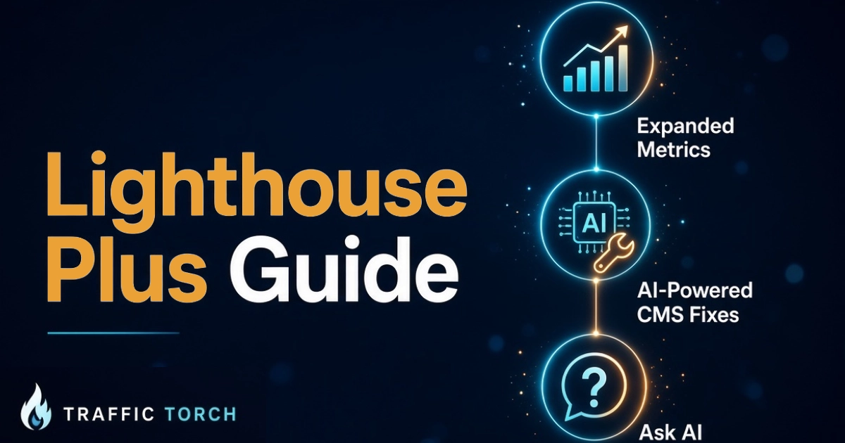 2026 Lighthouse Plus Guide – Core Web Vitals, Accessibility, PWA, Agentic Browsing – Traffic Torch
