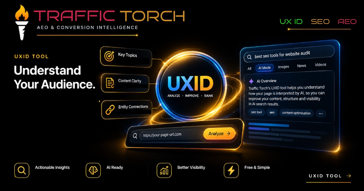 UXID — 15 UX incentive design signals scored across action, trust, commitment and AEO bands